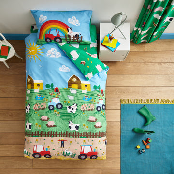 Farmyard Animals Duvet Cover Set - Blue