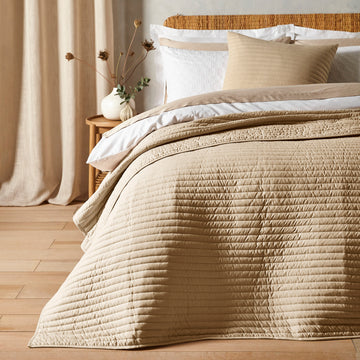 Bianca Quilted Lines Bedspread - Natural