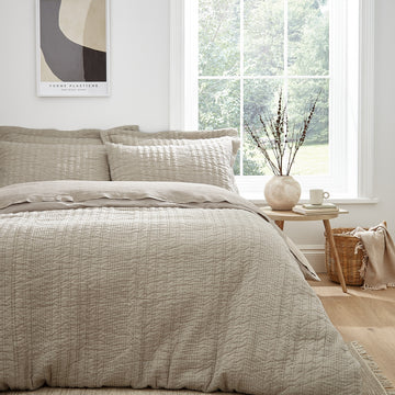 Pineapple Elephant Tamba Jersey Stripe Duvet Cover Set - Natural