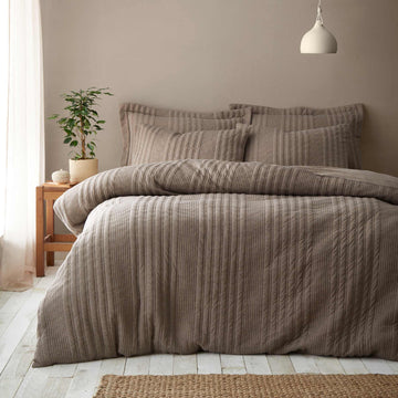 Parure de Couette Pineapple Elephant Tamba Jersey Rayée - Taupe