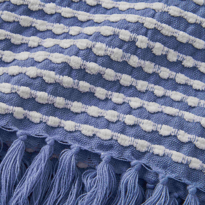Catherine Lansfield Stab Stitch Throw - Blue - Williamsons Factory Shop