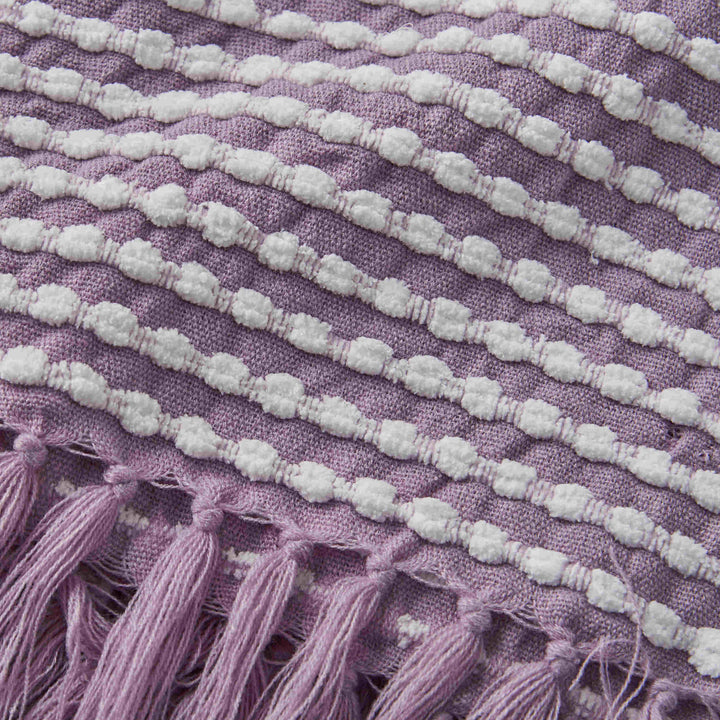 Catherine Lansfield Stab Stitch Throw - Lilac - Williamsons Factory Shop
