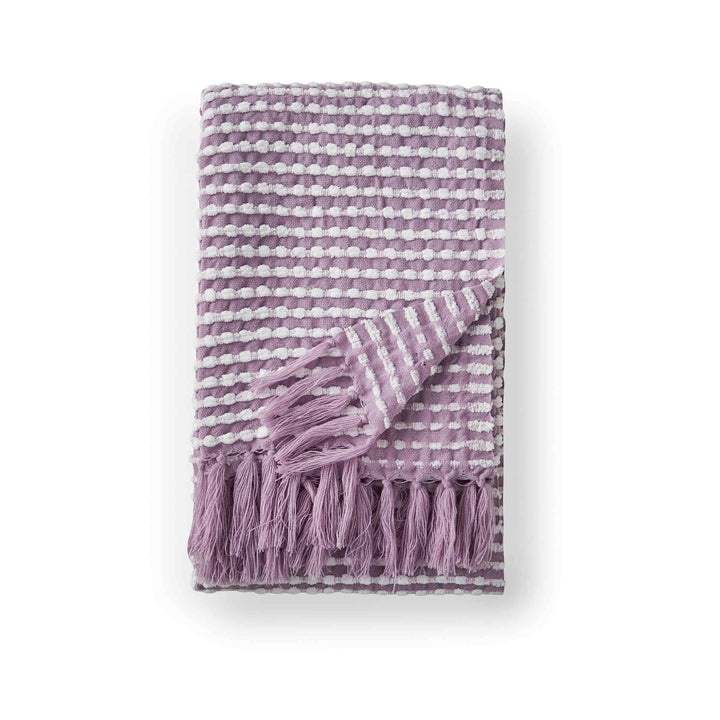 Catherine Lansfield Stab Stitch Throw - Lilac - Williamsons Factory Shop