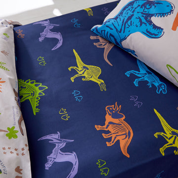 Prehistoric Dinosaurs Fitted Sheet - Blue