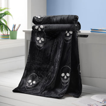 Skulls Blanket Throw - Grey
