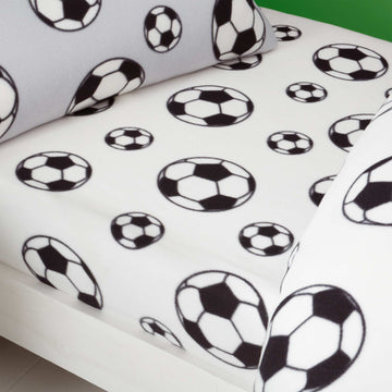 Football Fleece Fitted Sheet - White