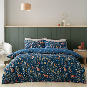 Enchanted Twilight Animals Duvet Cover Set - Navy Blue