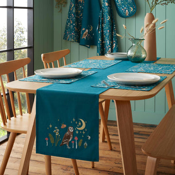 Enchanted Twilight Animals Table Runner - Green