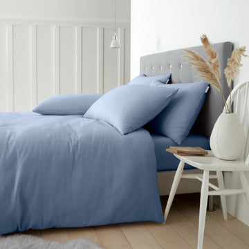 Brushed Cotton Duvet Cover Set - Lansfield Blue
