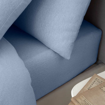 Brushed Cotton Deep Fitted Sheet (32cm) - Lansfield Blue
