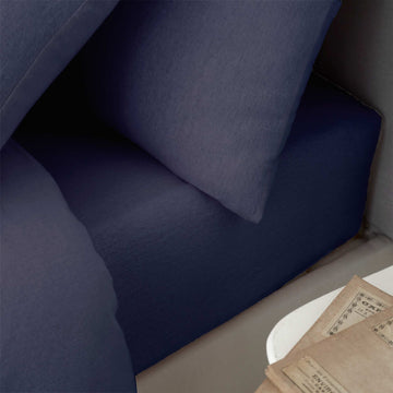 Brushed Cotton Deep Fitted Sheet (32cm) - Navy Blue