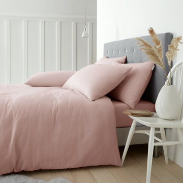 Brushed Cotton Duvet Cover Set - Pink