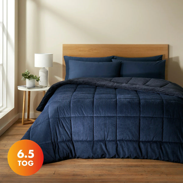 Cosy Cord Coverless Duvet - Navy