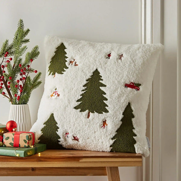 Cosy Boucle Christmas Tree Cushion - Neutral