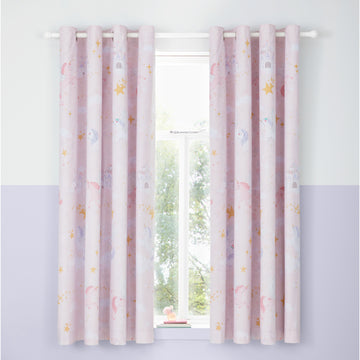 Fairytale Unicorn Eyelet Curtains - Pink