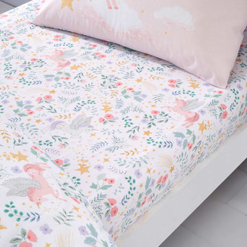 Fairytale Unicorn Fitted Sheet - White