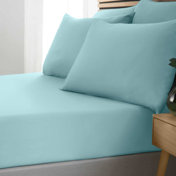 Drap-housse infroissable ultra-doux (30 cm) - Bleu œuf de canard