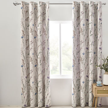 Grasmere Floral Eyelet Curtains - Lilac