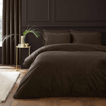 Kingsley Matt Velvet Duvet Cover Set - Chocolate