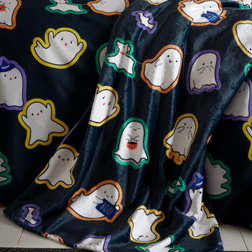 Halloween Ghosts Blanket Throw - Black