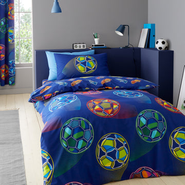 Parure de Couette Football Lumineuse - Bleu Marine