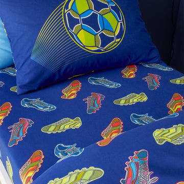 Bright Football Fitted Sheet - Navy Blue