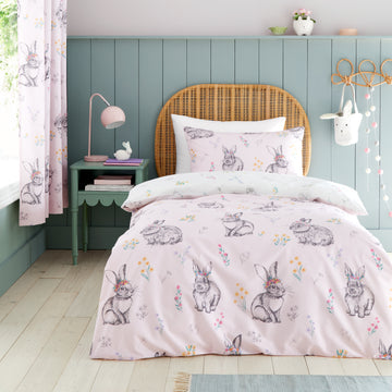 Bunny Tails Ditsy Flowers Duvet Cover Set - Pink