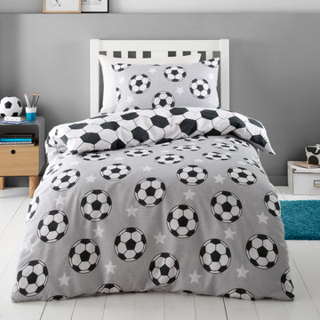 Brushed Football Stars Duvet Cover Set - Grey