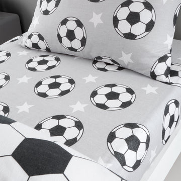 Brushed Football Stars Fitted Sheet - Grey