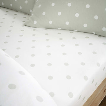 Brushed Polka Dot Fitted Sheet (30cm) - Green