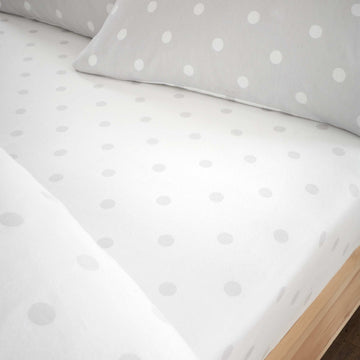 Brushed Polka Dot Fitted Sheet (30cm) - Grey