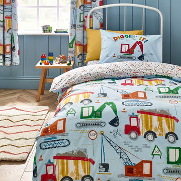 Digger Dreams Duvet Cover Set - Blue