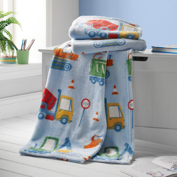 Digger Dreams Blanket Throw - Blue