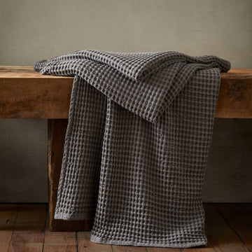 Pineapple Elephant Jaipur Chunky Waffle Blanket Throw - Grey