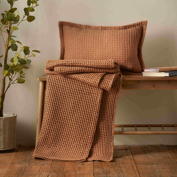 Pineapple Elephant Jaipur Chunky Waffle Throw - Caramel