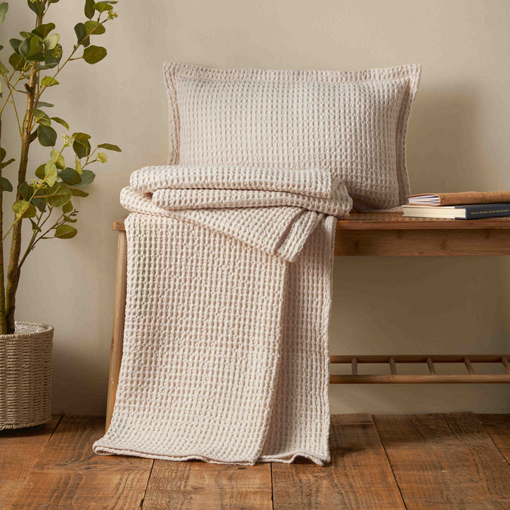 Pineapple Elephant Jaipur Chunky Waffle Throw - Natural - Williamsons Factory Shop