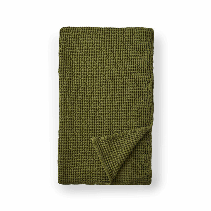 Pineapple Elephant Jaipur Chunky Waffle Throw - Olive - Williamsons Factory Shop