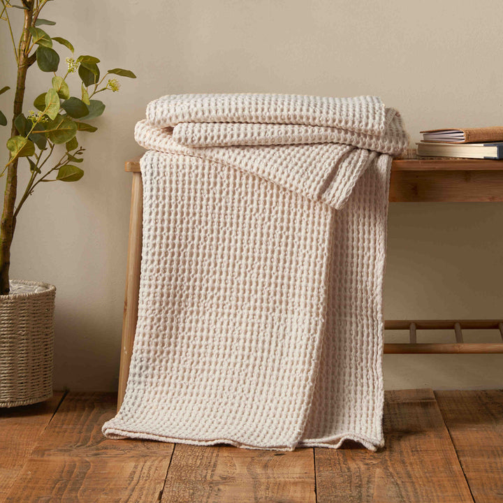 Pineapple Elephant Jaipur Chunky Waffle Throw - Natural - Williamsons Factory Shop