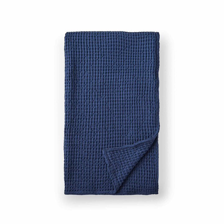 Pineapple Elephant Jaipur Chunky Waffle Throw - Navy - Williamsons Factory Shop