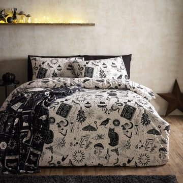 Enchanted Witchcraft Duvet Cover Set - Black / Natural