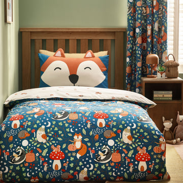 Fox & Woodland Friends Duvet Cover Set - Green