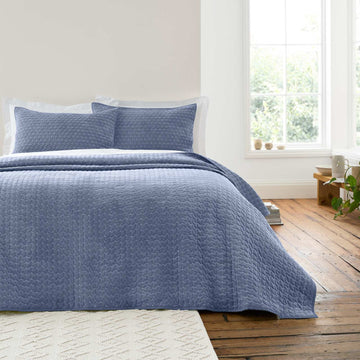 Bianca Attica Velvet Bedspread - Blue