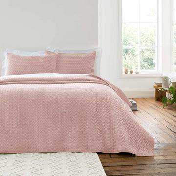 Bianca Attica Velvet Bedspread - Pink