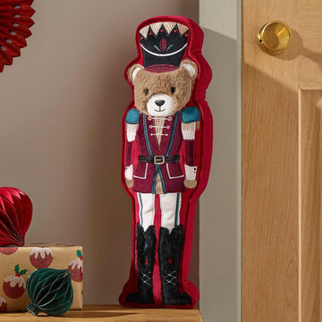 Christmas Nutcracker Bear 3D Shaped Cushion - Red