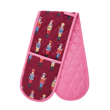 Christmas Nutcracker Double Oven Glove - Plum