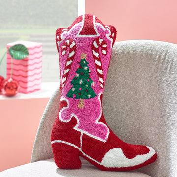 Santa's Howdy Christmas 3D Shaped Cushion - Pink