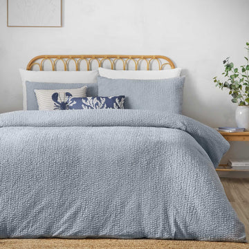 Crinkle Seersucker Duvet Cover Set - Blue