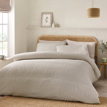 Crinkle Seersucker Duvet Cover Set - Natural