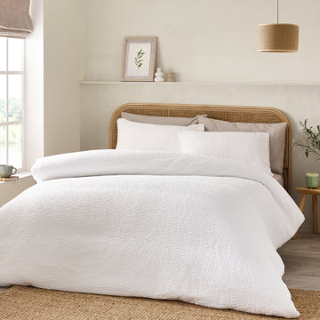 Crinkle Seersucker Duvet Cover Set - White