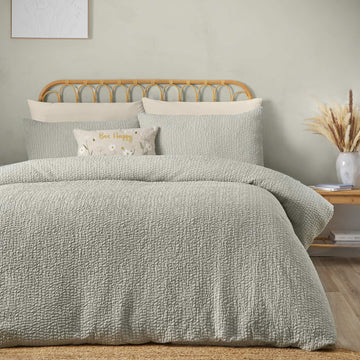 Crinkle Seersucker Duvet Cover Set - Green